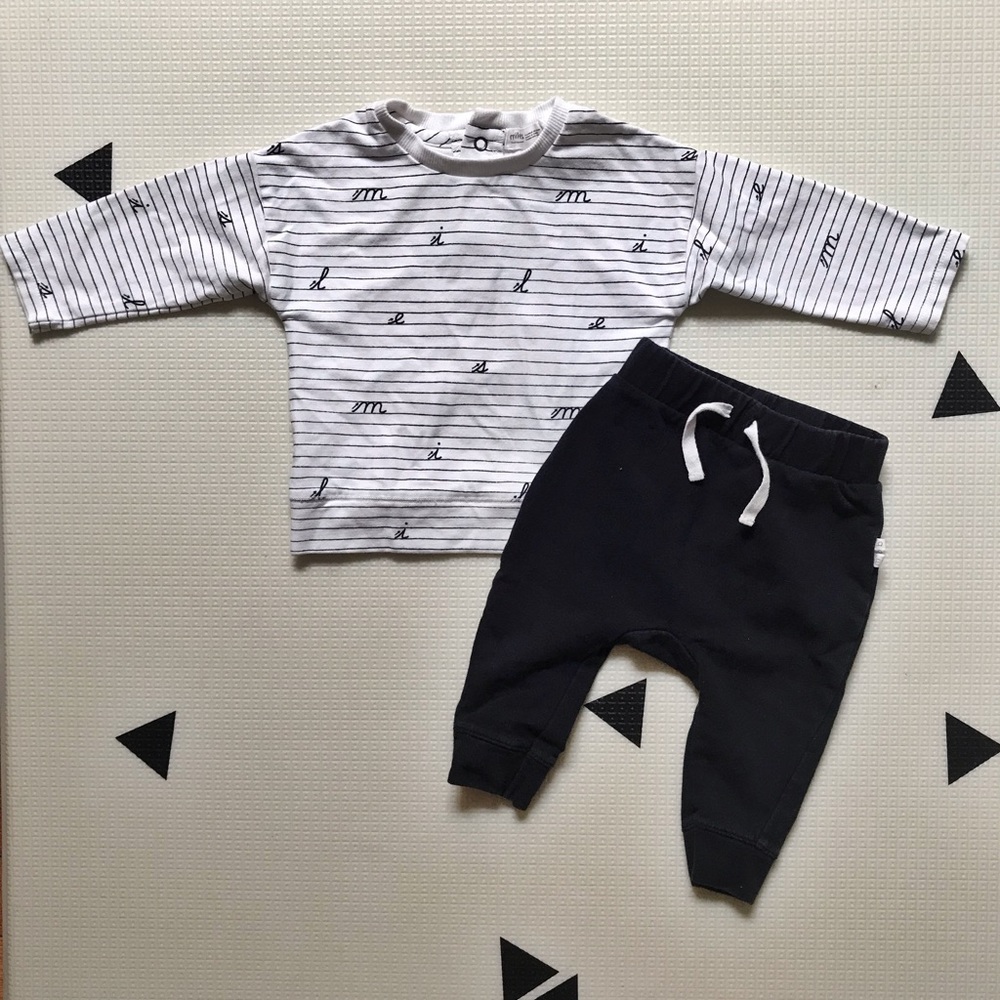 Miles the Label Striped Black and White Kids Matching Set